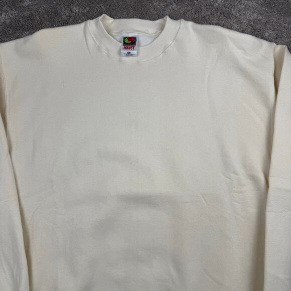 Vintage Blank Crewneck Sweatshirt Size XL Fruit Of The Loom Cream 90s Minimalist - Picture 2 of 5